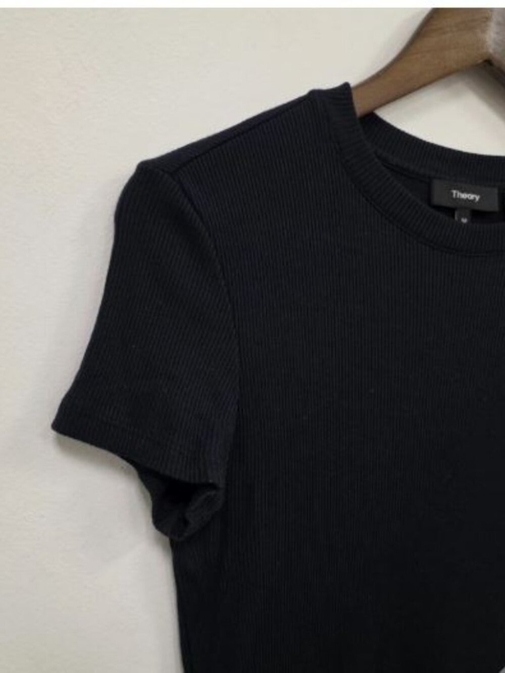Theory Tiny Rib Knit T-Shirt Dress Medium Midnight Navy Blue Quiet Luxury Preppy - Picture 4 of 10